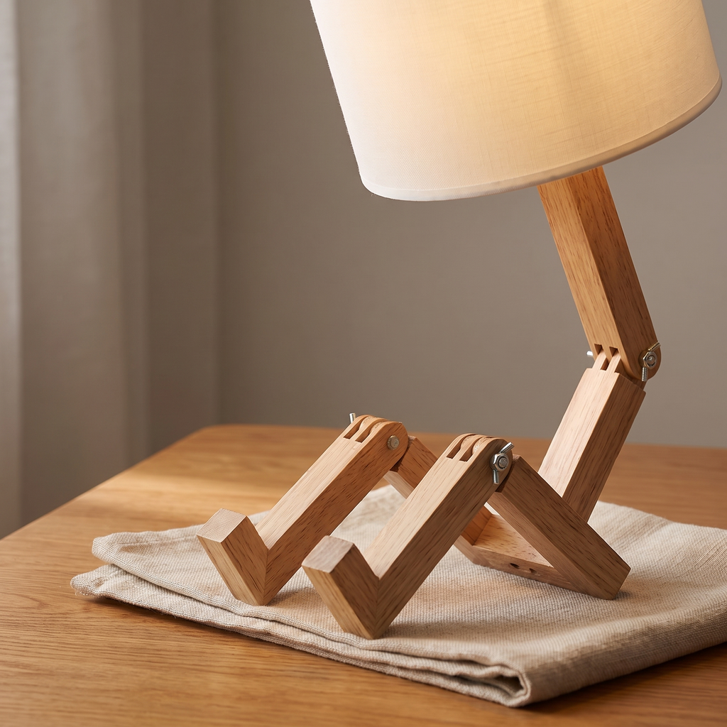 Rilna lamp detail on warm oak