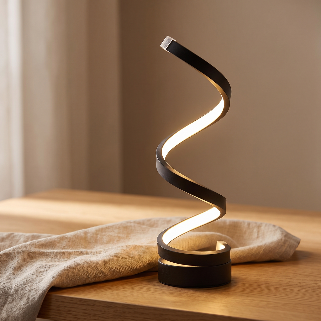 Leto lamp detail on warm oak