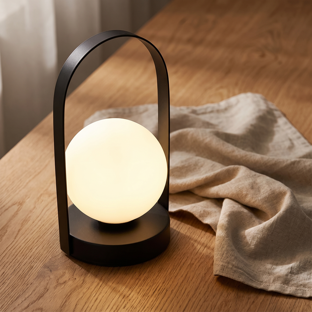 Cindor lamp detail on warm oak