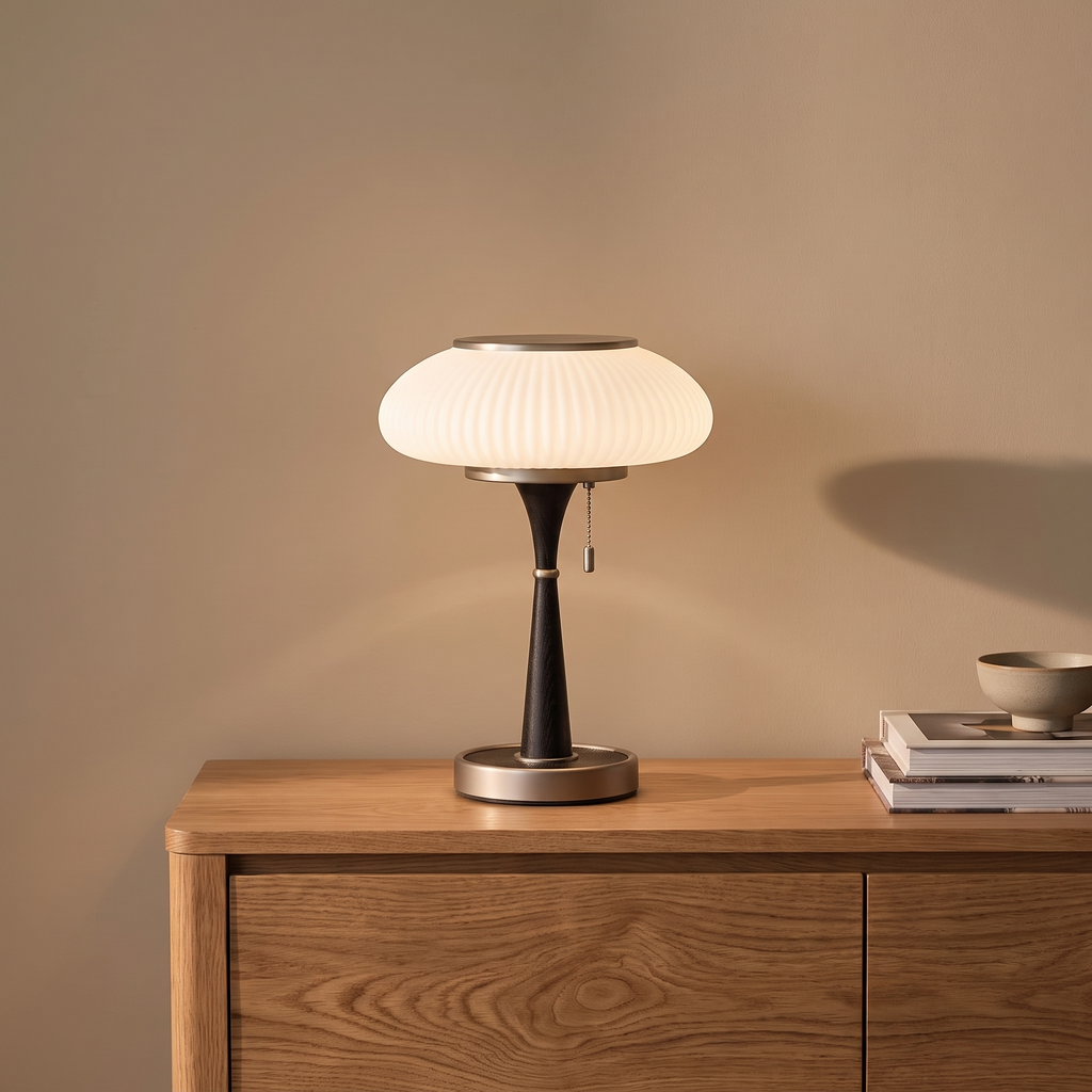 Brontea lamp on an oak console
