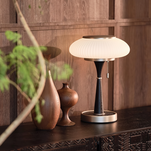 Brontea mushroom dome table lamp on a pure white background