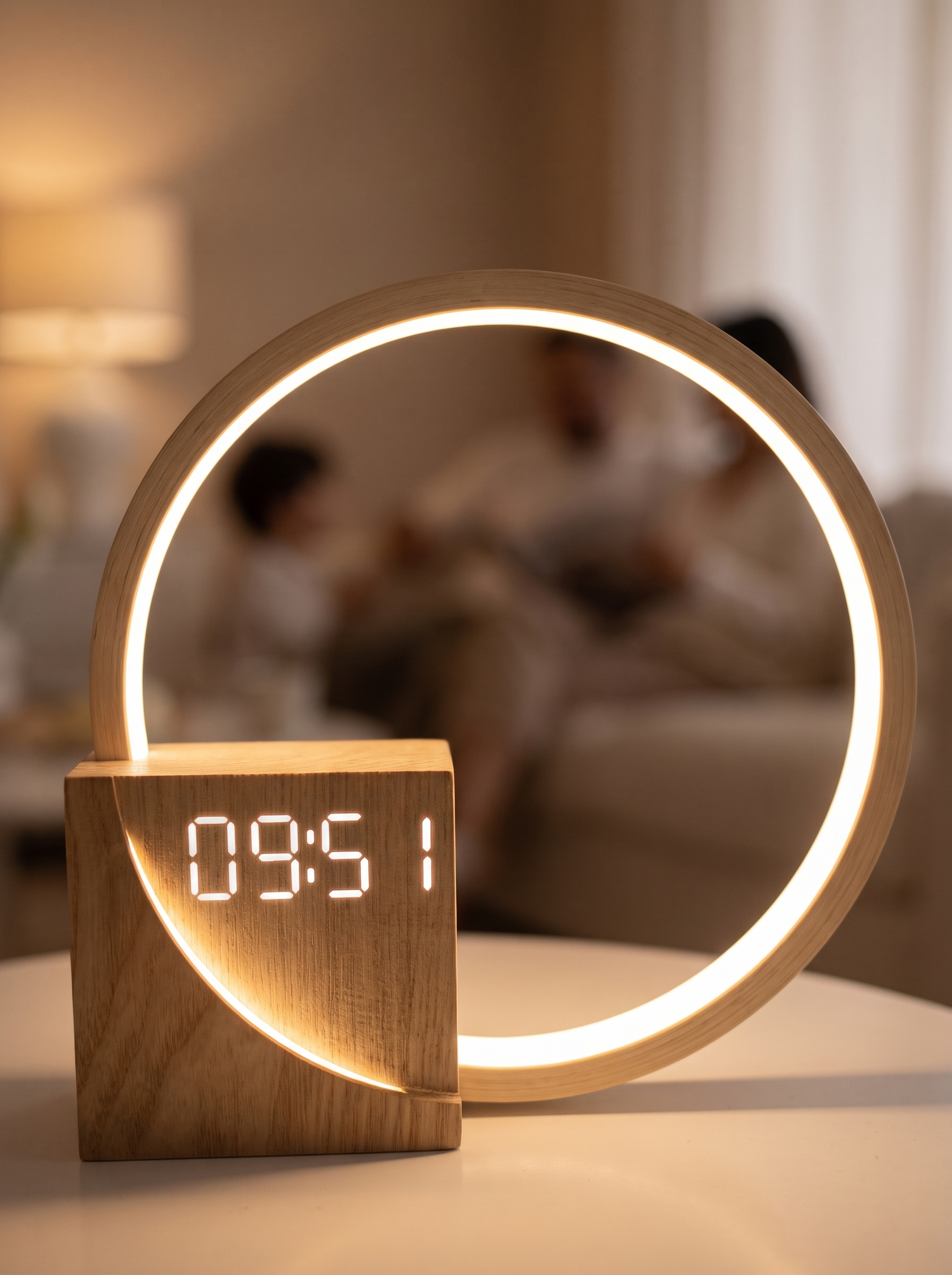 Lunara lamp close up in a warm interior